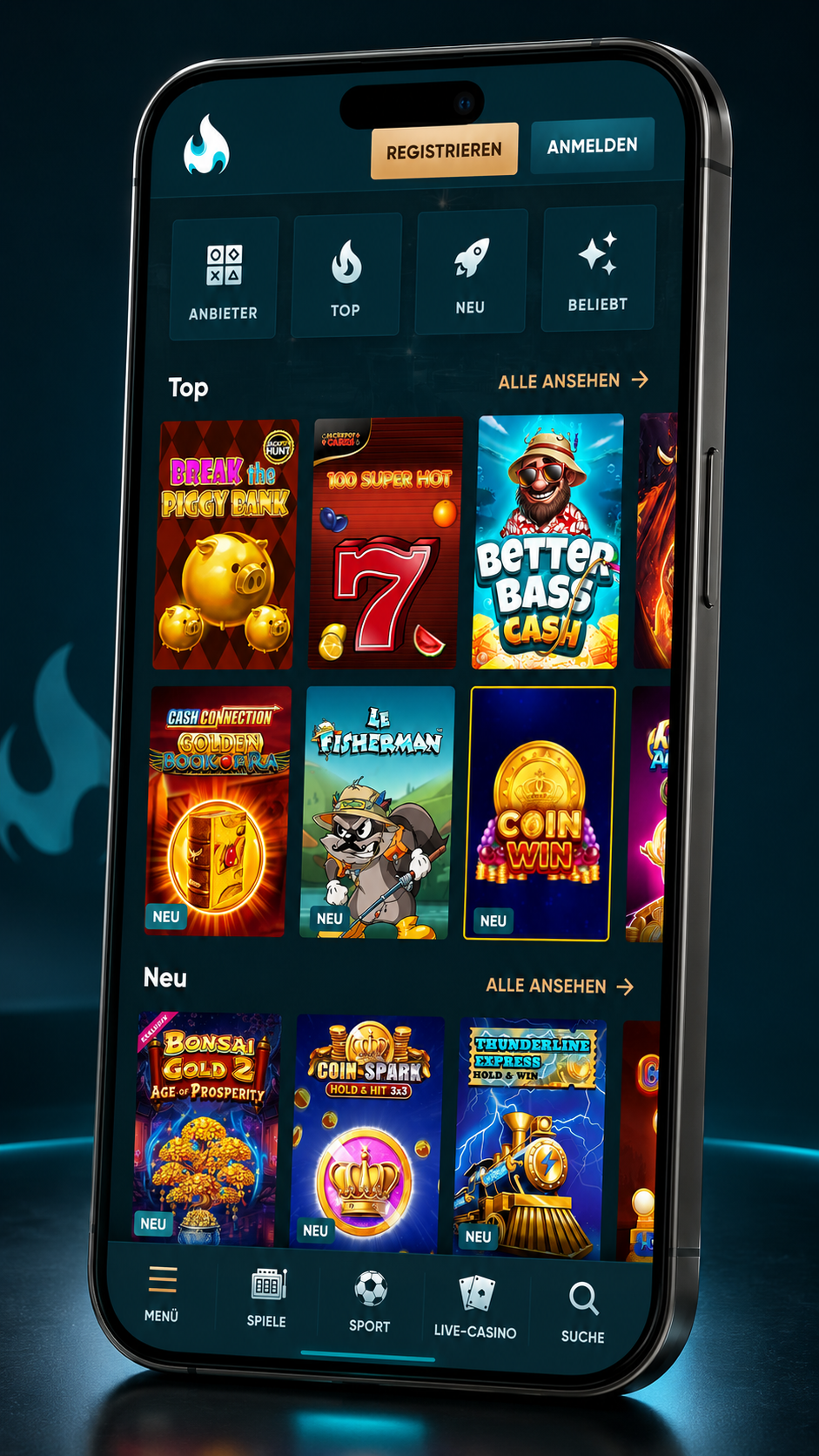 Legendplay mobile Spieleübersicht