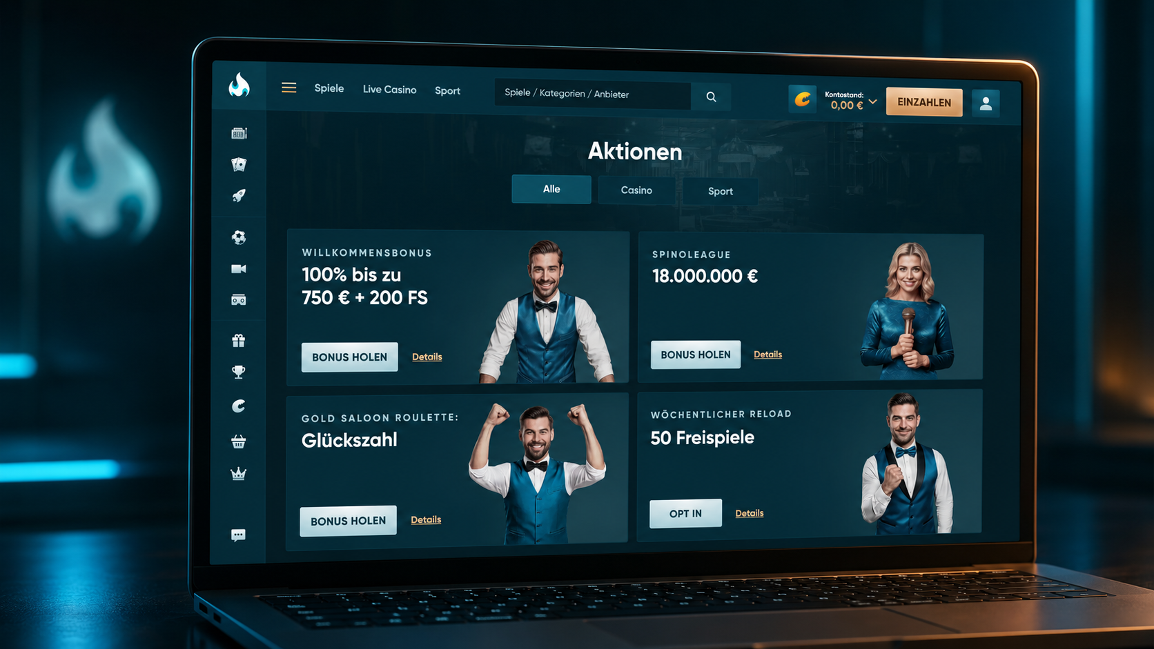 Legendplay Aktionsübersicht auf dem Desktop