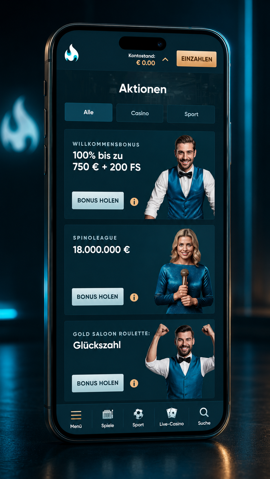 Legendplay Aktionen auf dem Smartphone